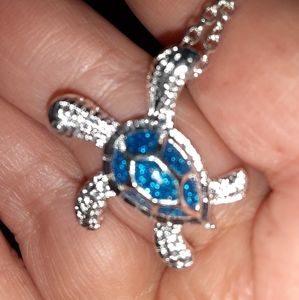 Cute Sea Turtle Silver Necklace